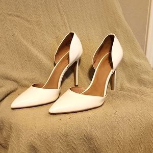 White Patent Leather Open-Side Heels